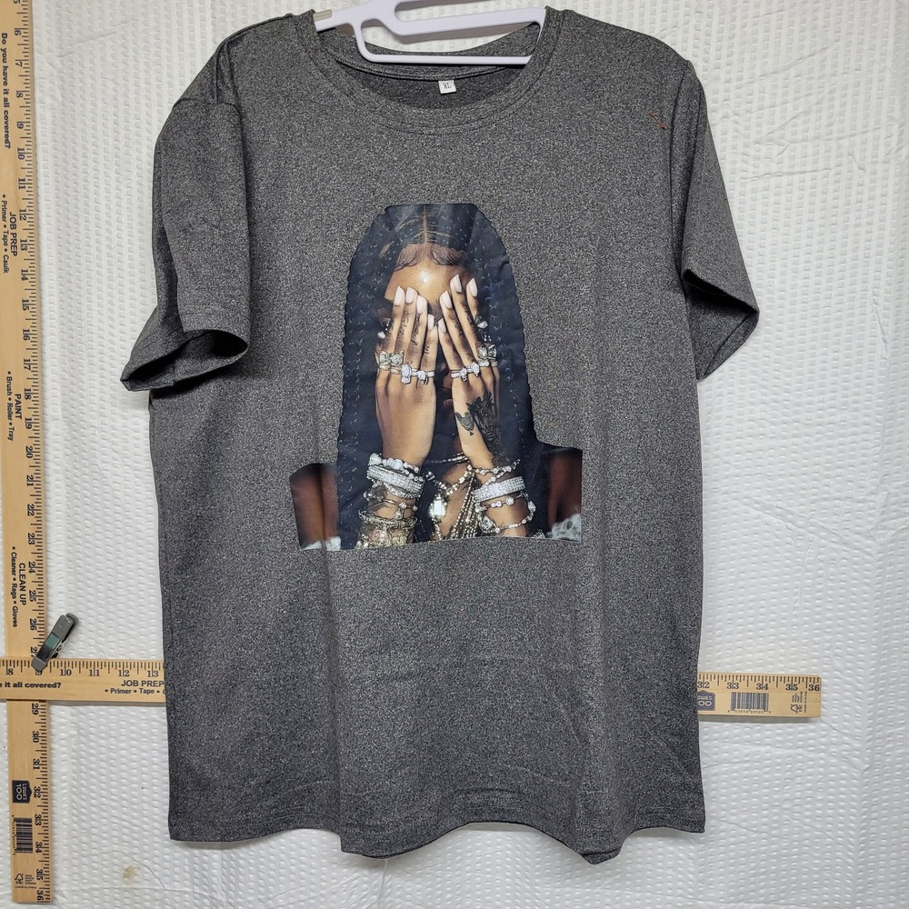 Mens XL Charcoal Gray Heathered Short Sleeve Athletic Performance T-Shirt